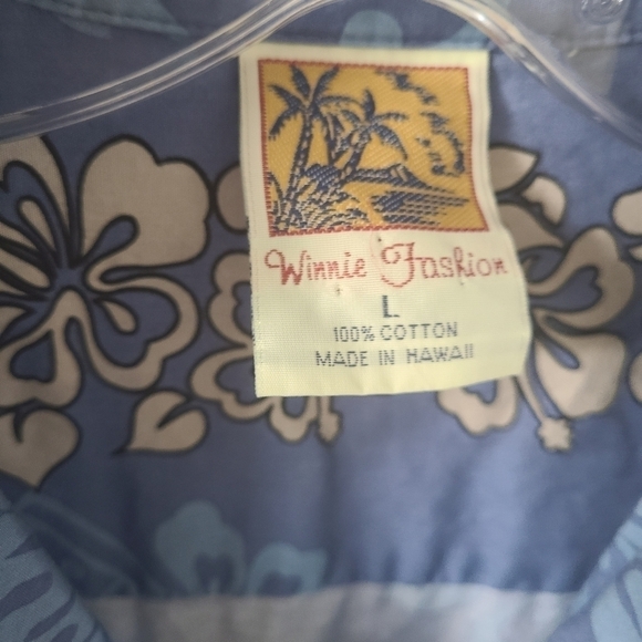 VINTAGE WINNIE Fashion Button Down Hawaiian Print Surf Men's Shirt Size L - Picture 3 of 6